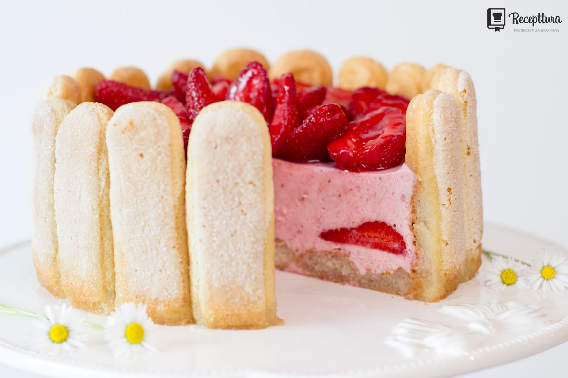 Šarlota s jagodama, odlična torta s piškotama